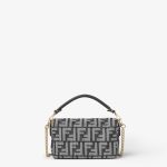 FENDI Baguette® Mini Dark blue denim-effect FF jacquard bag - Image 2